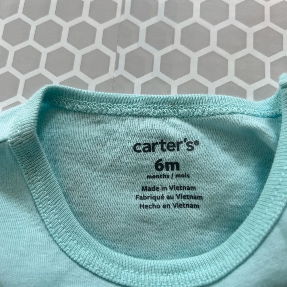 NWT Carter's Aqua Tulle Tutu Top with Gray Rainbow Leggings Size 6M